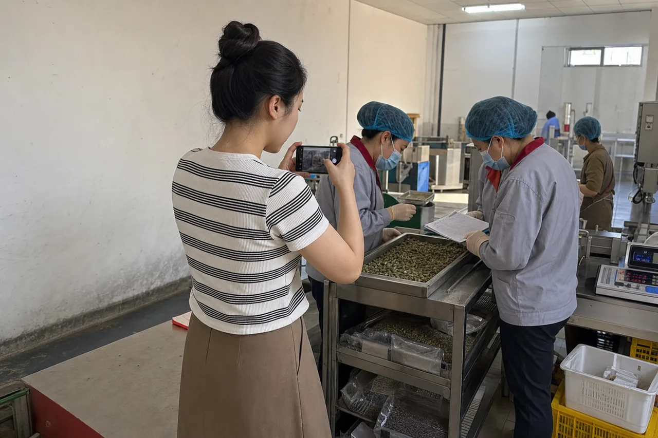 生产负责人核对精密南瓜子换线工艺卡与原料批次记录
